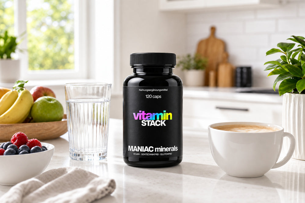 Vitamin Stack im Alltag auf der Küchentheke