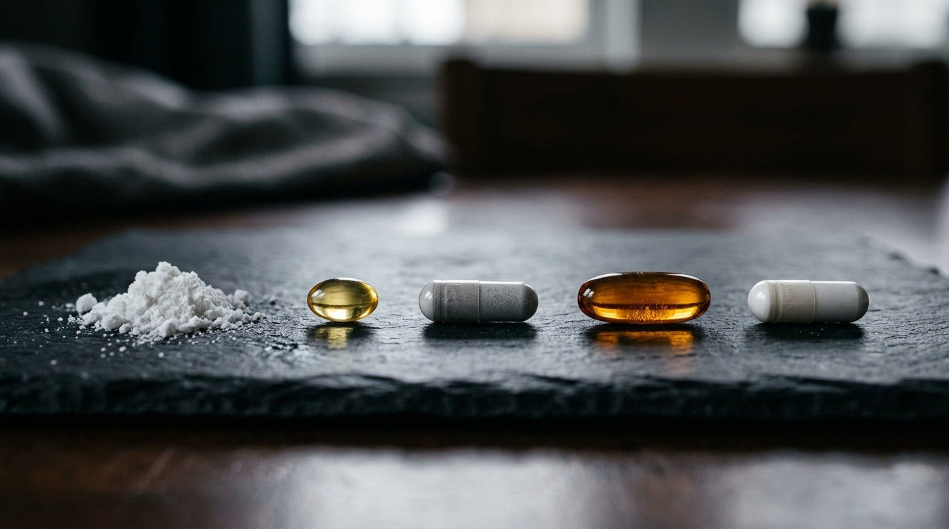 Fünf Basis-Supplements für Einsteiger nebeneinander