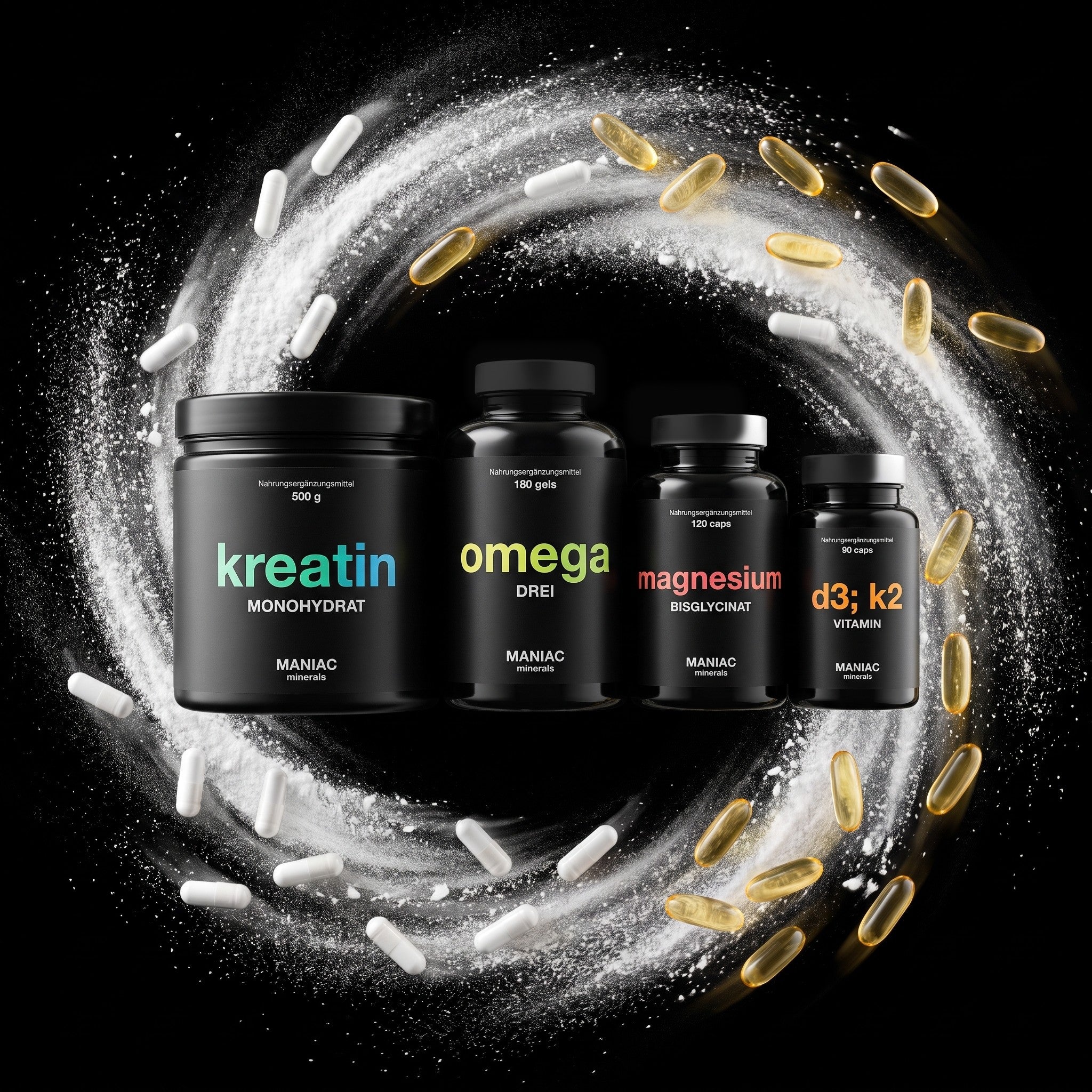 Das Fundament: Kreatin, Omega Drei, Magnesium und Vitamin D3+K2