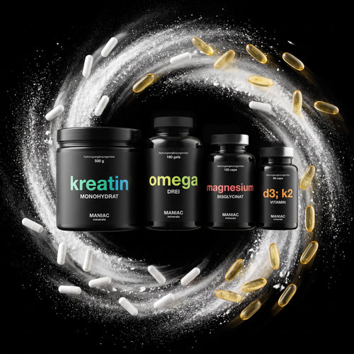 Das Fundament: Kreatin, Omega Drei, Magnesium und Vitamin D3+K2